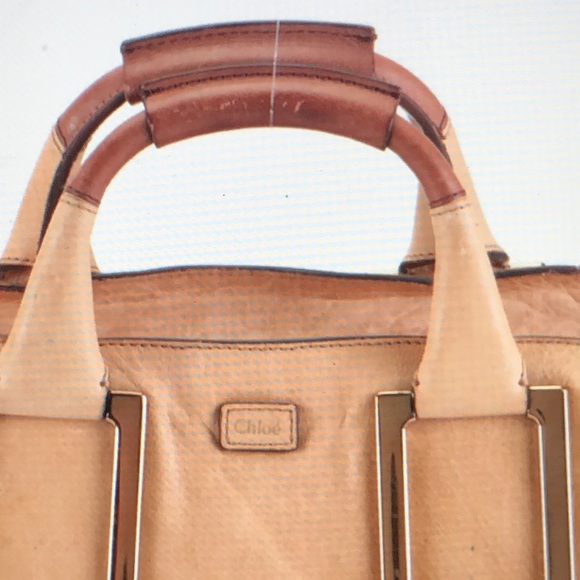 #0160 Chloe’ Mini Ethel Satchel in Tan Textured Leather and Attachable Strap - Picture 16 of 16